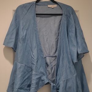LOFT Denim Blue Open Front Kimono